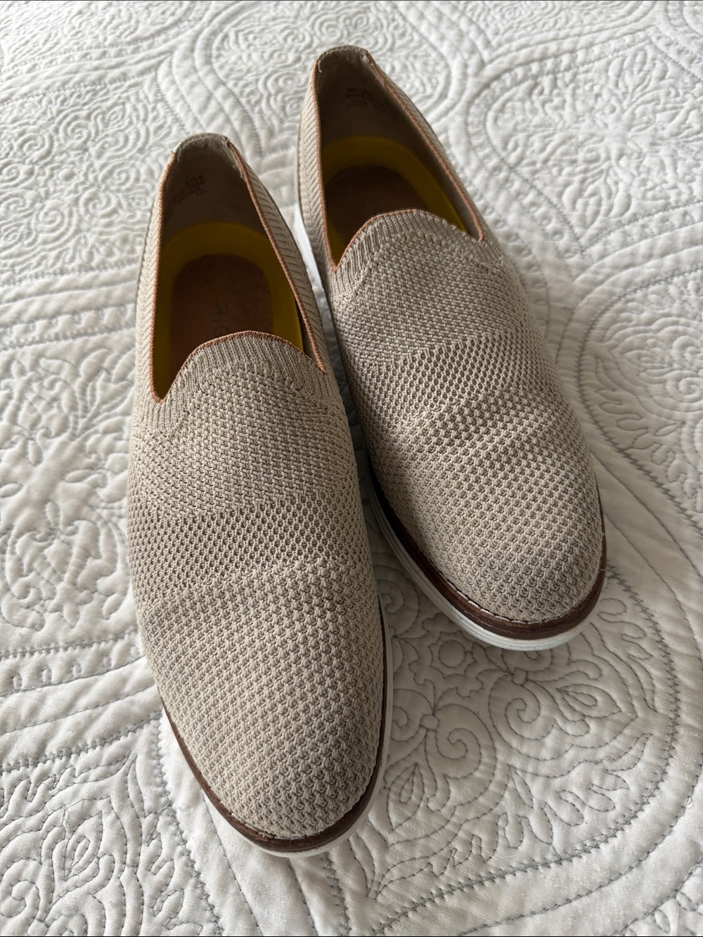 Cole Haan Slip-On Knit Loafers in Light Beige